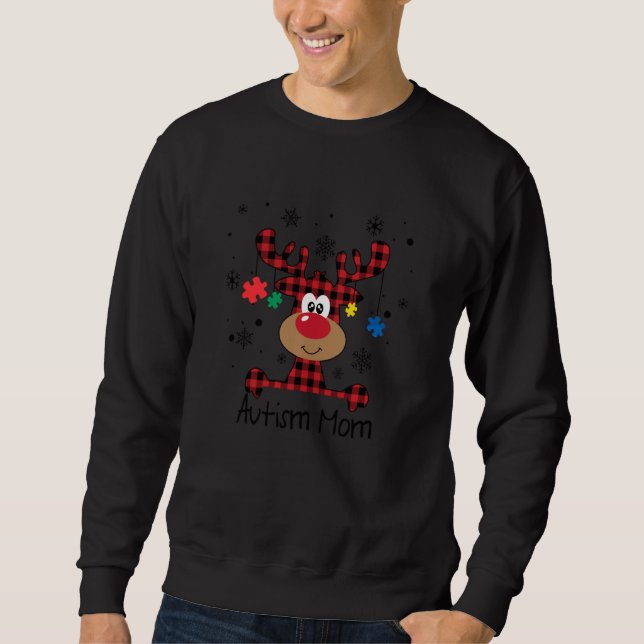 Sweatshirt Buffalo Plaid Autisme Maman Reindeer Autisme Maman (Devant)
