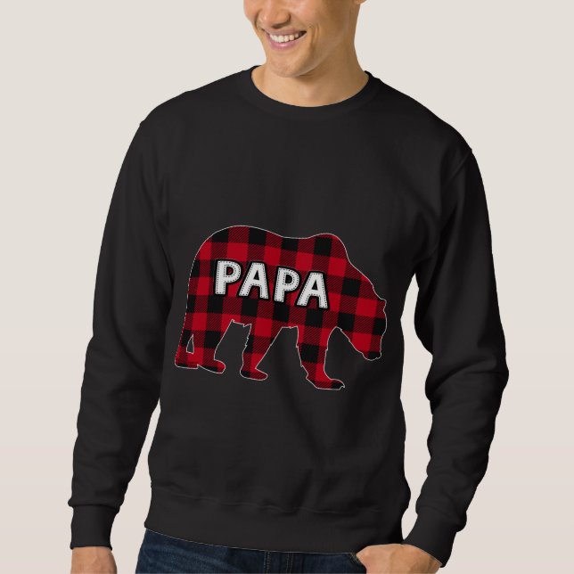 Sweatshirt Buffalo Plaid Bear Pajama de Noël Correspondant Fa (Devant)