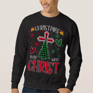 Sweatshirt Buffalo Plaid Christian Jesus Noël commence avec