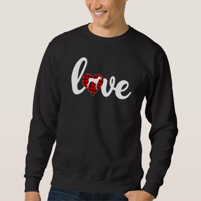 Sweatshirt Buffalo Plaid Love Rhodesian Ridgeback Chien Valen (Devant)