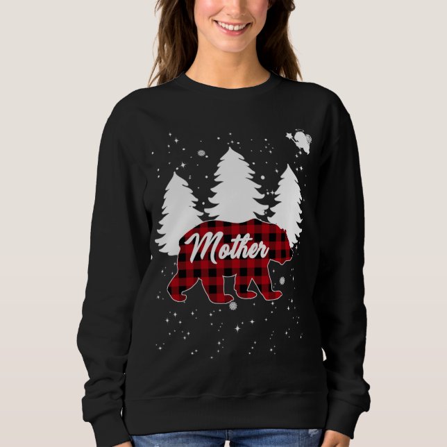 Sweatshirt Buffalo Plaid Mère Ours Arbre de Noël Pyjama Fa (Devant)