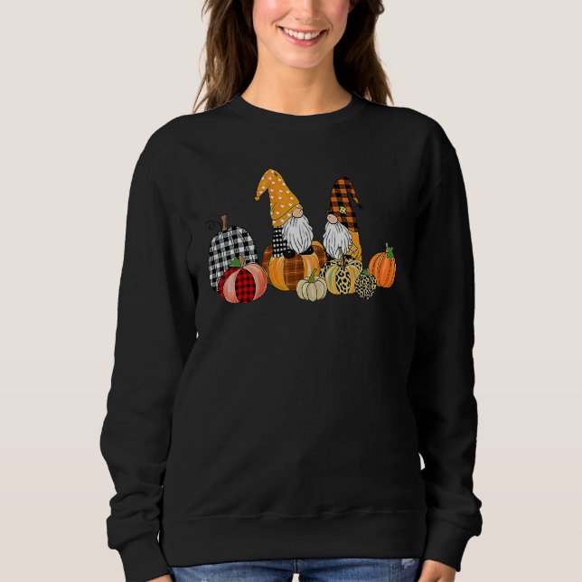 Sweatshirt Buffalo Plaid Pumpkin Gnomes Fall Autumn Thanksgiv (Devant)
