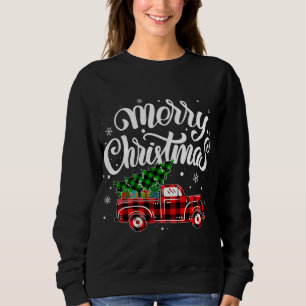 Sweatshirt Buffalo Plaid Truck Wagon Christmas Tree voiture N