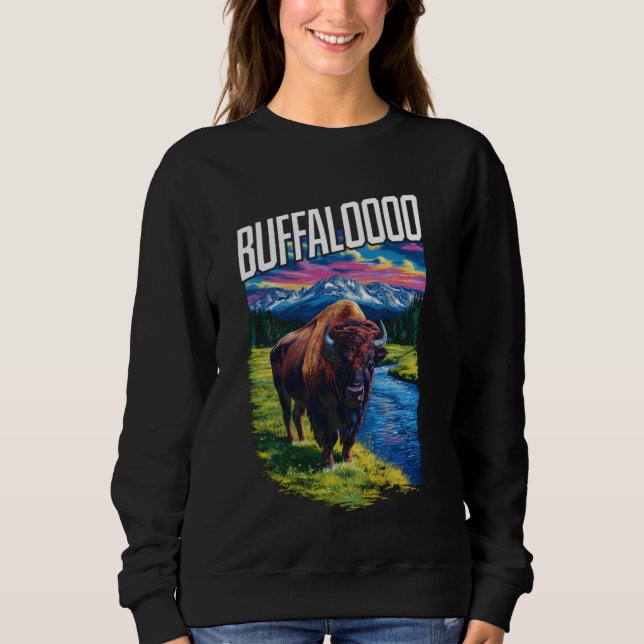 Sweatshirt Buffalo Retro Sunset Lucky Casino Slots Buffalo (Devant)
