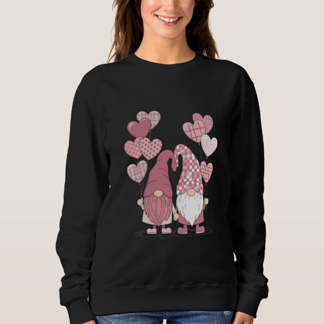 Sweatshirt Buffalo rose Plaid Heart Gnomes Saint-Valentin (Devant)