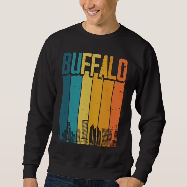 Sweatshirt Buffalo USA Retro Vintage Sunset Skyline Buffalo (Devant)