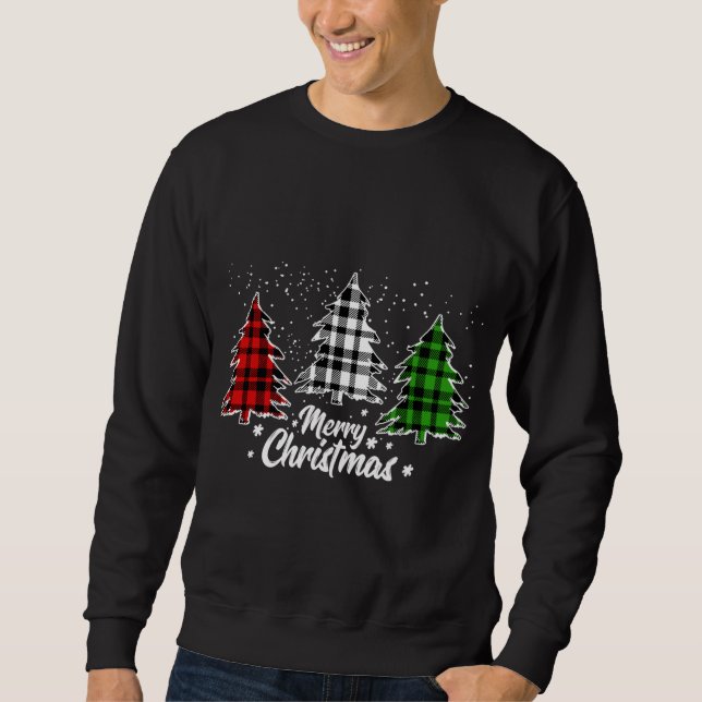 Sweatshirt Buffle de Noël Plaid Rouge Blanc Vert Noël (Devant)