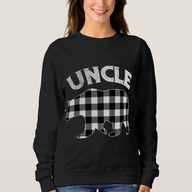 Sweatshirt Buffle Noir Et Blanc Plaid Oncle Ours Noël (Devant)