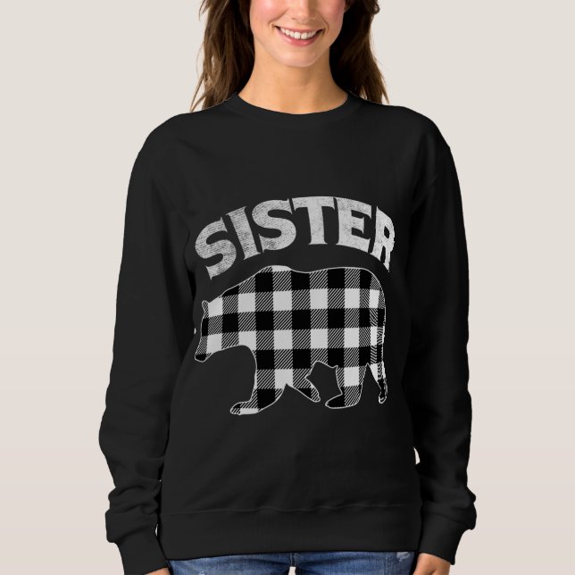 Sweatshirt Buffle Noir Et Blanc Plaid Soeur Ours Christma (Devant)