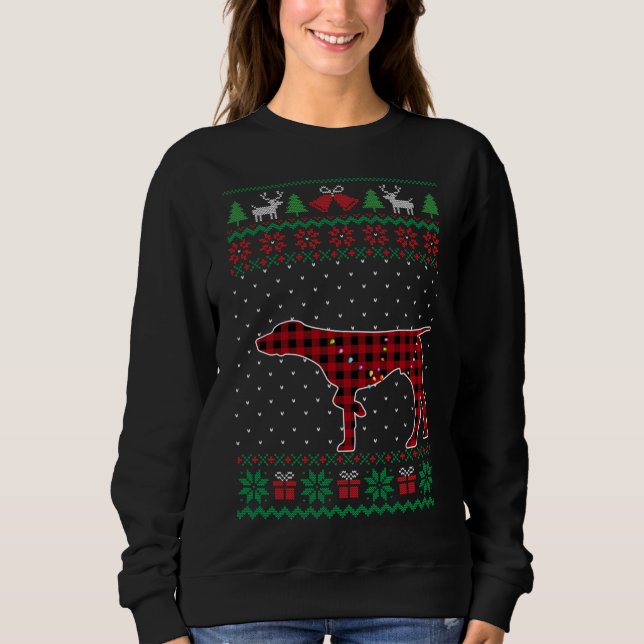 Sweatshirt Buffle rouge Pâté GSP amusant laide de Noël moche (Devant)