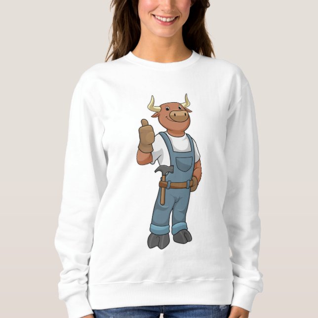 Sweatshirt Bull comme Handyman avec Hammer (Devant)