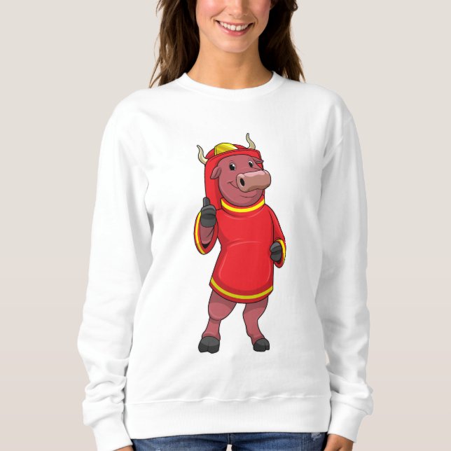 Sweatshirt Bull en tant que pompier avec casque (Devant)