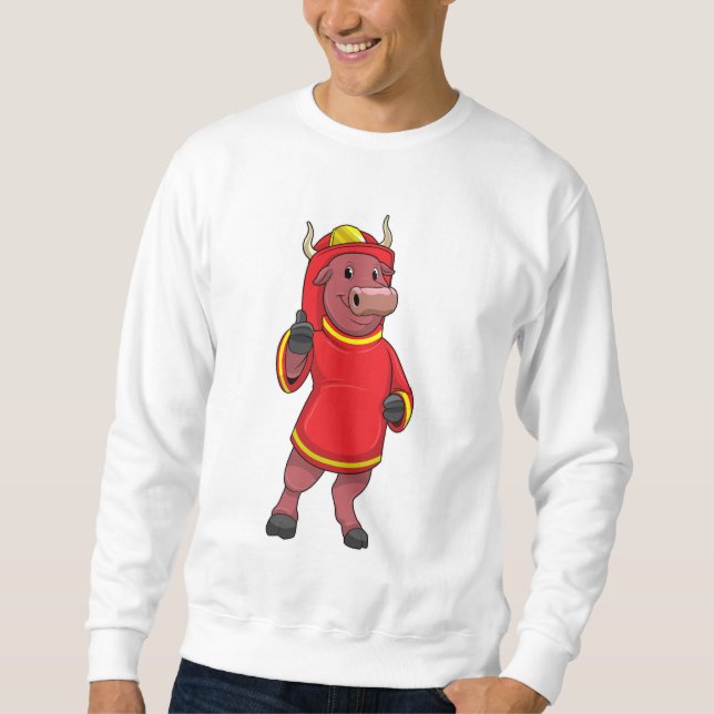 Sweatshirt Bull en tant que pompier avec casque (Devant)