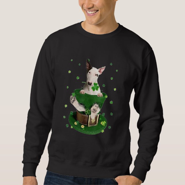 Sweatshirt Bull Terrier Chien Shamrock Casquette C St Patrick (Devant)