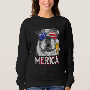 Sweatshirt Bulldog anglais 4 juillet Merica Hommes Femmes Usa