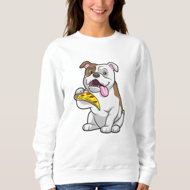 Sweatshirt Bulldog avec morceau de pizza (Devant)