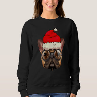 Sweatshirt Bulldog Chien de Noël Chapeau de Père Noël Xmas Ga