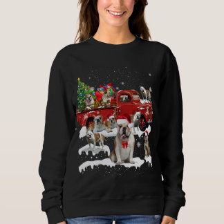 Sweatshirt Bulldog équitation Camion Rouge Joyeux Noël Noël X