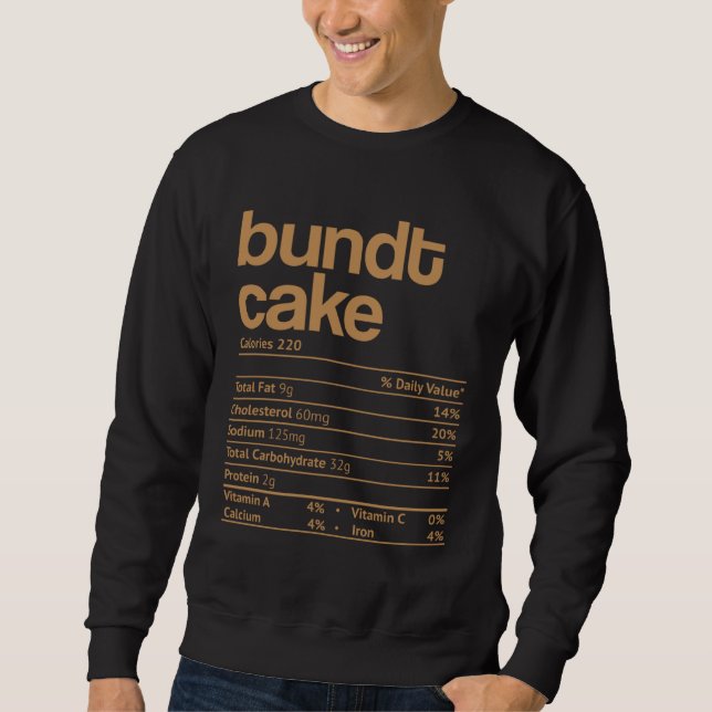 Sweatshirt Bundt cake Nutrition Facts Thanksgiving Christmas  (Devant)