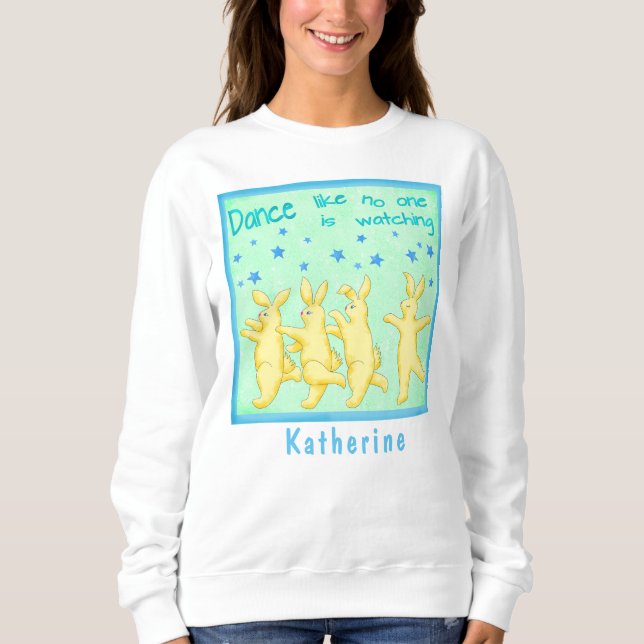 Sweatshirt Bunnies Danse comme personne ne regarde vert jaune (Devant)