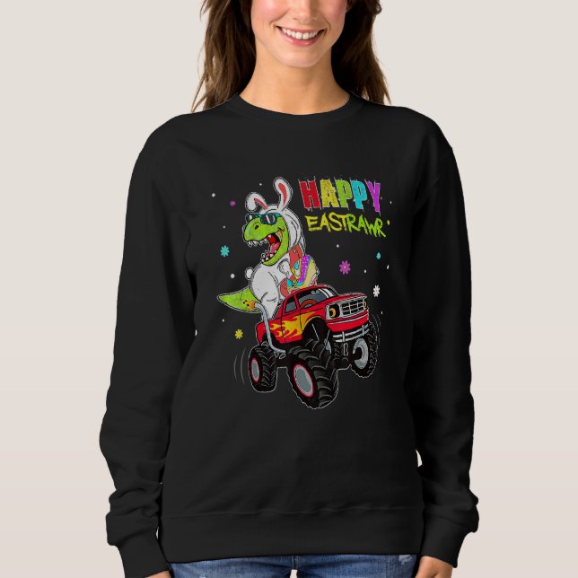 Sweatshirt Bunny Dinosaur T Rex équitation Monster Camion Hap (Devant)