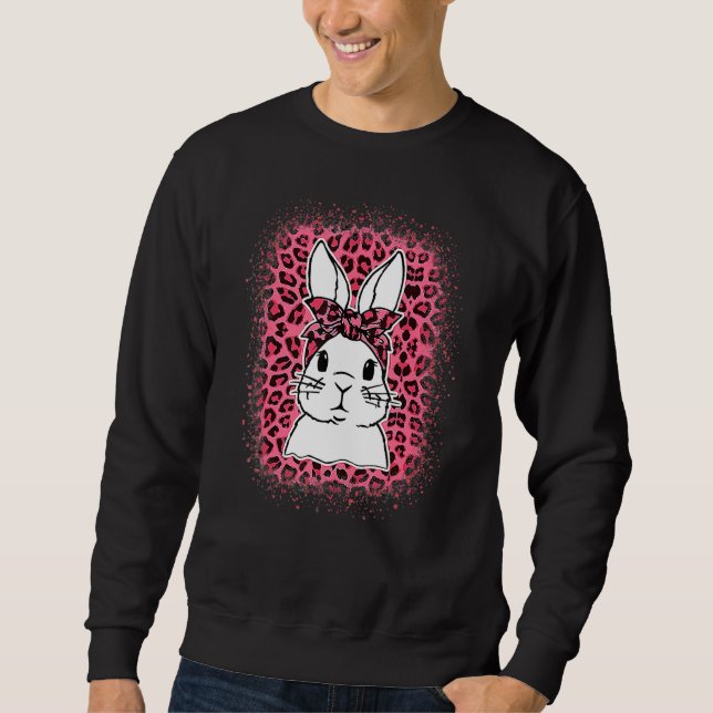 Sweatshirt Bunny Face léopard lunettes rose Pâques Jour 2022  (Devant)