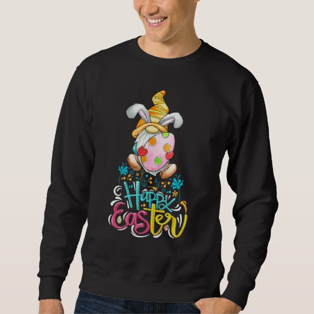Sweatshirt Bunny Gnome Rabbit Eggs Hunting Happy Easter Day F (Devant)