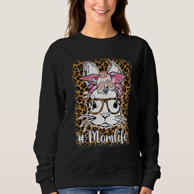 Sweatshirt Bunny Maman Lapin Oreilles Verres Bow Maman Vie Me (Devant)