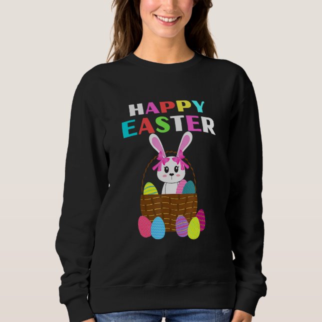 Sweatshirt Bunny Pastel Printemps Chasse Oeufs Rabbit Joyeux  (Devant)