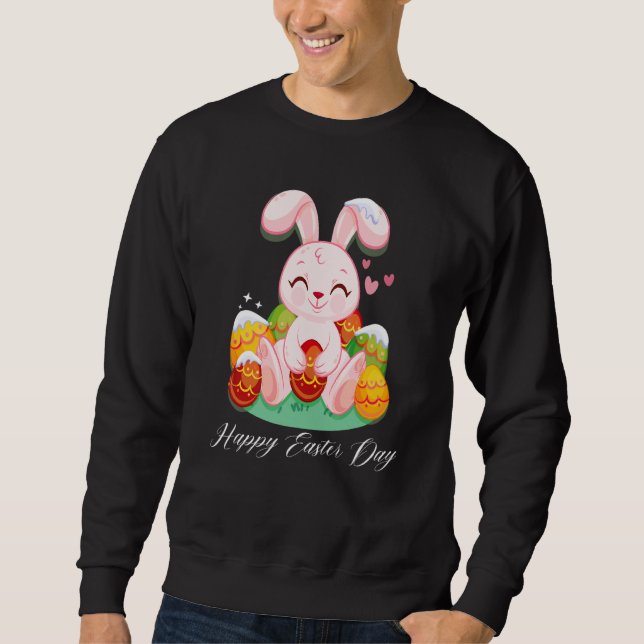 Sweatshirt Bunny Pastel Printemps Chasse Oeufs Rabbit Joyeux  (Devant)