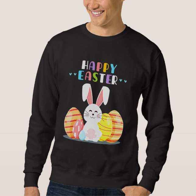 Sweatshirt Bunny Pastel Printemps Chasse Oeufs Rabbit Joyeux  (Devant)