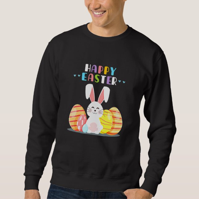 Sweatshirt Bunny Pastel Printemps Chasse Oeufs Rabbit Joyeux  (Devant)