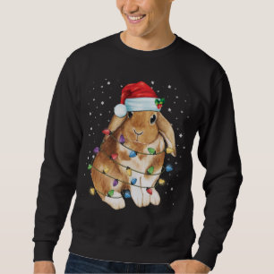 Sweatshirt Bunny Rabbit lumières de Noël Santa Hat Funny Noël