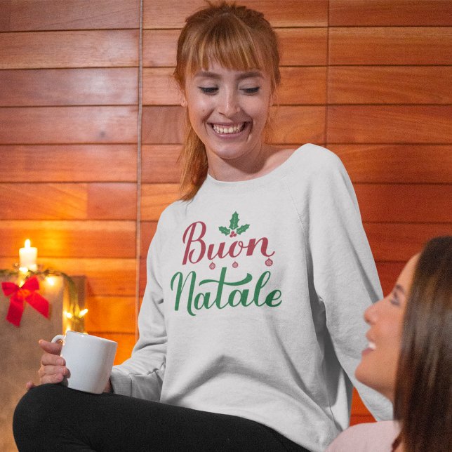 Sweatshirt Buon Natale Italien Joyeux Noël Holly (Créateur téléchargé)