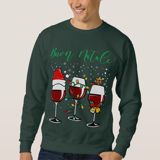 Sweatshirt Buon Natale Vin Festif Verre italien Noël (Devant)