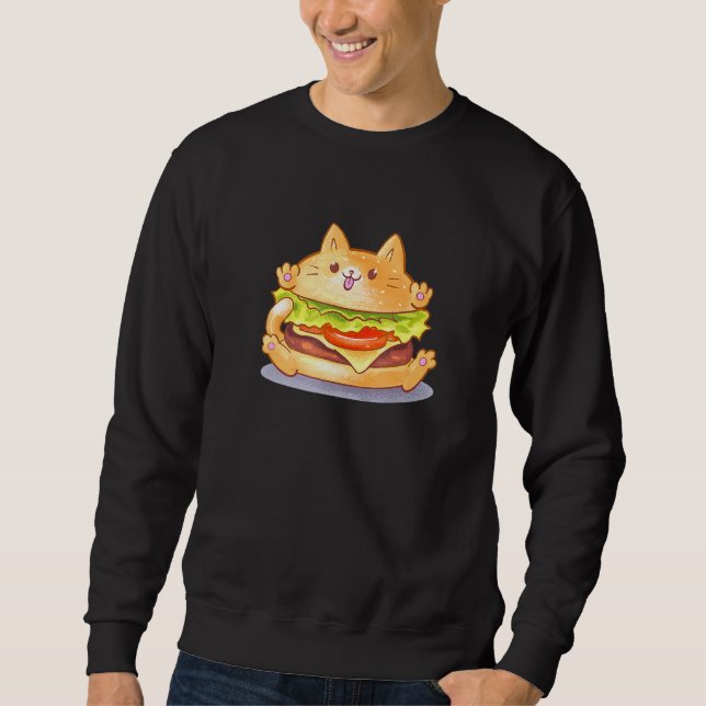 Sweatshirt Burger Chat Catburger Cute Hamburger Bun Foodie (Devant)