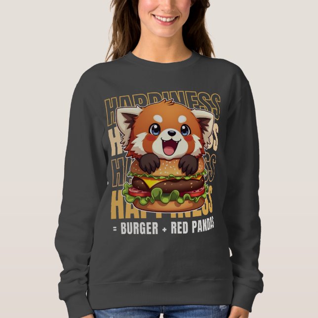 Sweatshirt Burger Et Pandas Rouges Me Rendent Heureux (Devant)