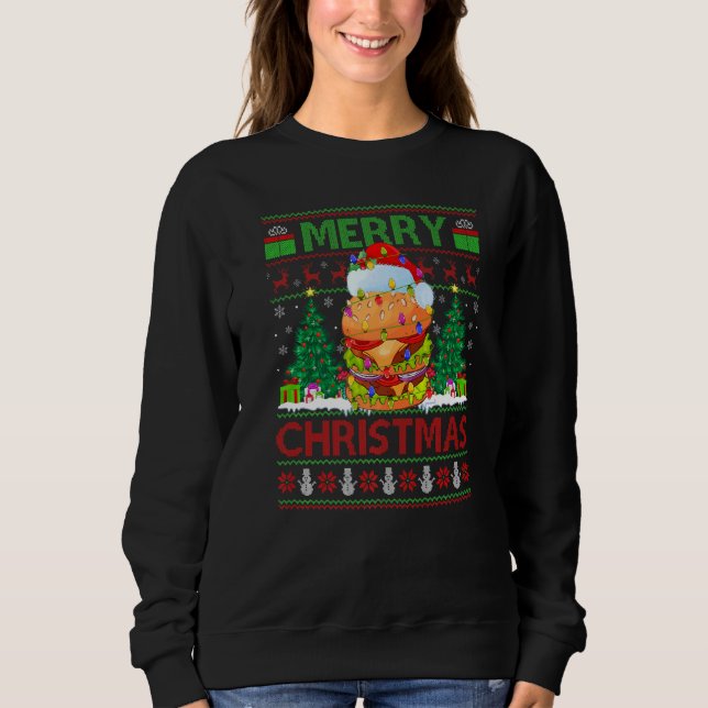 Sweatshirt Burger Food  Xmas Tree Ugly Santa Burger Christmas (Devant)