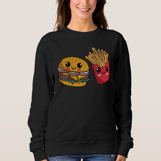 Sweatshirt Burger Hamburger French Fries Fast Food (Devant)