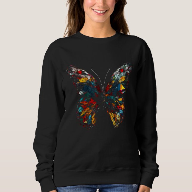Sweatshirt Butterfly Colourful Polygon  Animal Butterfly (Devant)