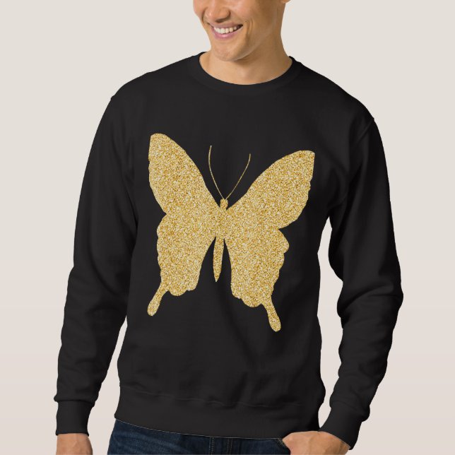 Sweatshirt Butterfly Gold Parties scintillant Bling papillon (Devant)