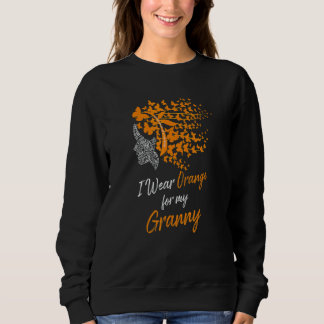 Sweatshirt Butterfly I Wear Orange For My Granny Leukemia Awa