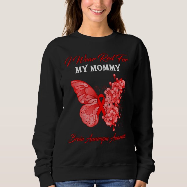 Sweatshirt Butterfly I Wear Red For My Maman Brain Aneurysm A (Devant)
