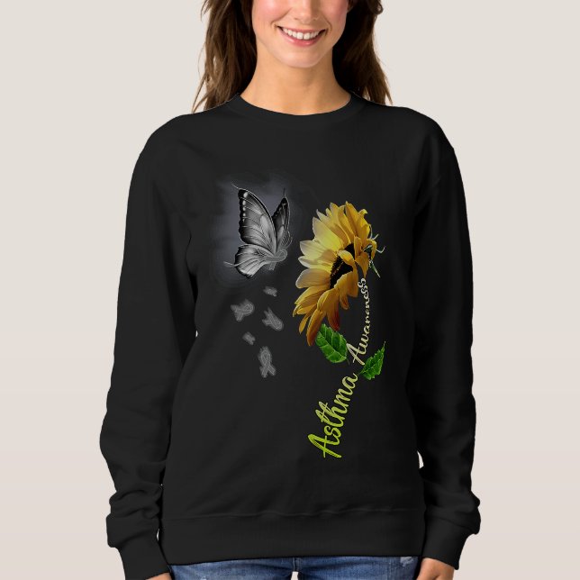 Sweatshirt Butterfly Sunflower Asthma Awareness (Devant)