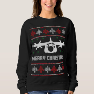 Sweatshirt C-130 Hercules Avion Chandail de Noël moche