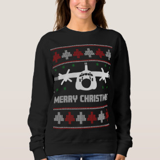 Sweatshirt C-130 Hercules Avion Chandail de Noël moche