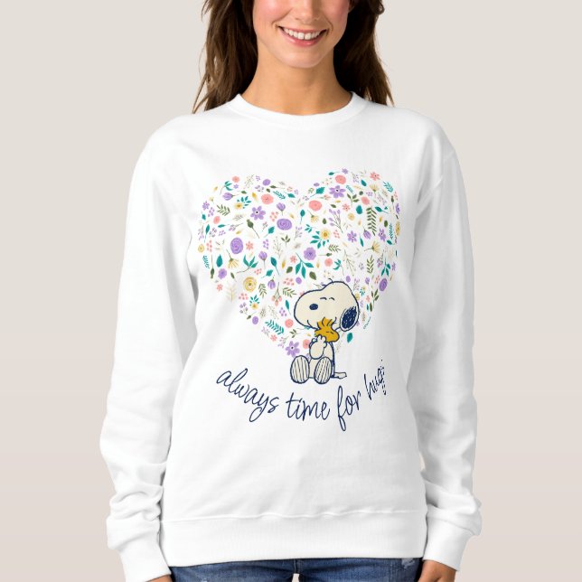 Sweatshirt cacahuètes en fleur | Snoopy Heart (Devant)