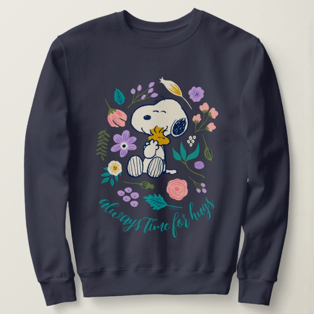 Sweatshirt cacahuètes en fleur | Snoopy & Woodstock Flower Hu (Design devant)