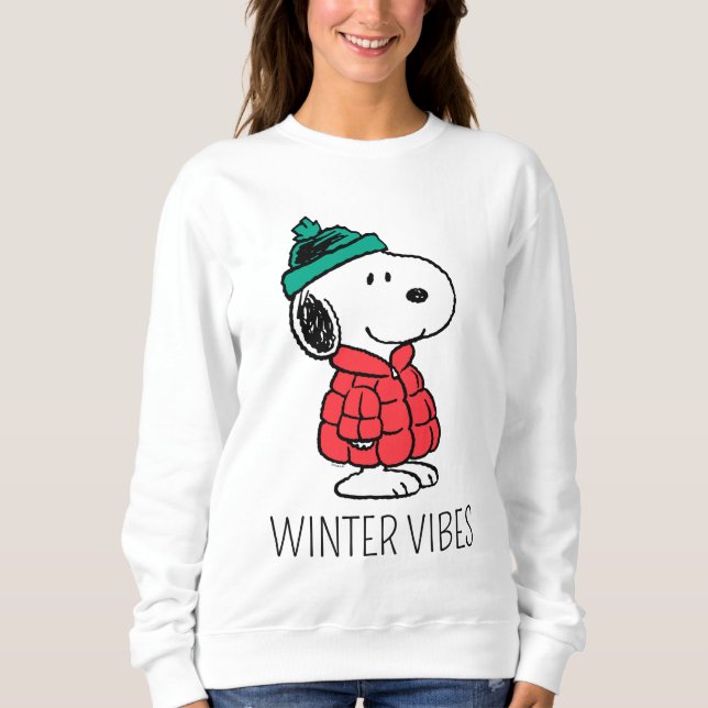 Sweatshirt cacahuètes | Snoopy Chat d'hiver et Casquette (Devant)