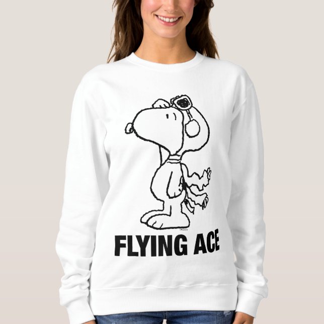 Sweatshirt cacahuètes | Snoopy the Flying Ace BW (Devant)